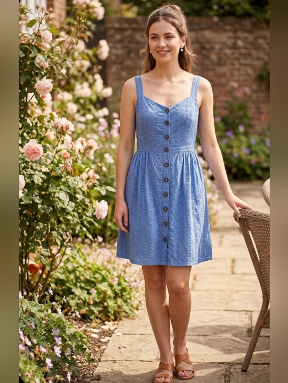 Timeless London Remmy Anglais              Light blue Eyelet Dress, Size 8